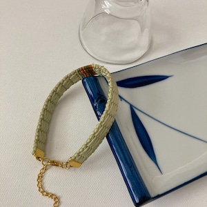 Obijime silk bracelet gold plated chain adjustable lime green multi Japanese vintage Kumihimo braided kimono accessory free pouch Mother's