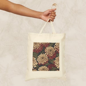 Wildflower Tote Bag, Floral Tote Bag, Vintage Aesthetic Tote Bag, Floral Gift For Her, Gift For Women, Birthday Gift Bag, Chrysanthemum Tote