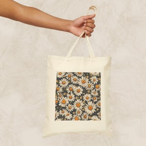 Wildflower Tote Bag, Floral Tote Bag, Vintage Aesthetic Tote Bag, Floral Gift For Her, Gift For Women, Birthday Gift Bag, Daisy Tote