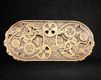 Rotating Steampunk Dice Set: Obsidian Heart D20 Spinner