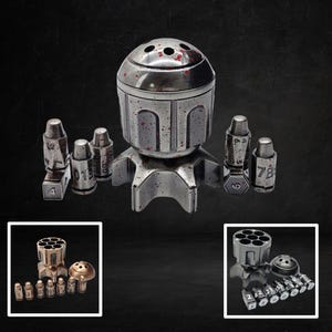 Metal RPG Dice Set with Revolver Case Premium DnD Storage Unique Gamer Gift Tabletop Accessory Collectible