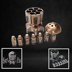 Metal RPG Dice Set with Revolver Case Premium DnD Storage Unique Gamer Gift Tabletop Accessory Collectible