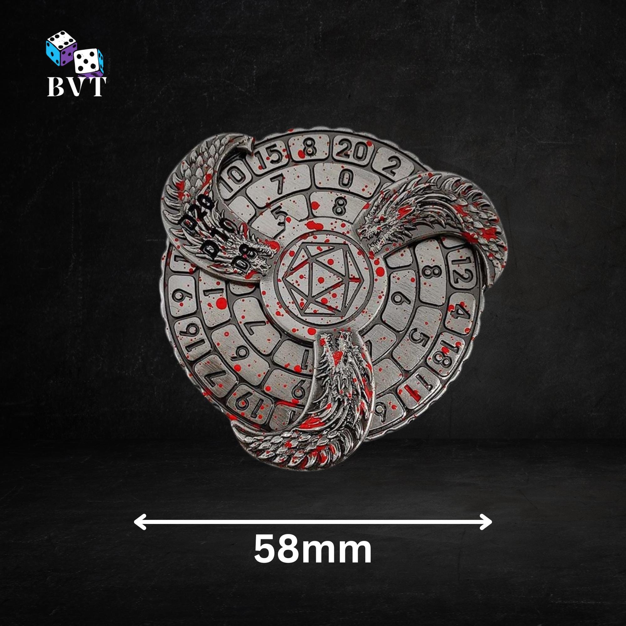 Spinner De Dés DND Gyroscope 7-en-1 Métal - Roulette Dés RPG Avec Boîte Cadeau, Pour Jeux De Rôle & Société - Bronze