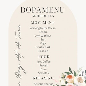 ADHS Dopamin Menü Digitale & druckbare Anpassung