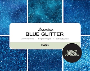 Carta digitale senza cuciture Blue Glitter, download istantaneo, uso commerciale, carta per album con motivo stampabile