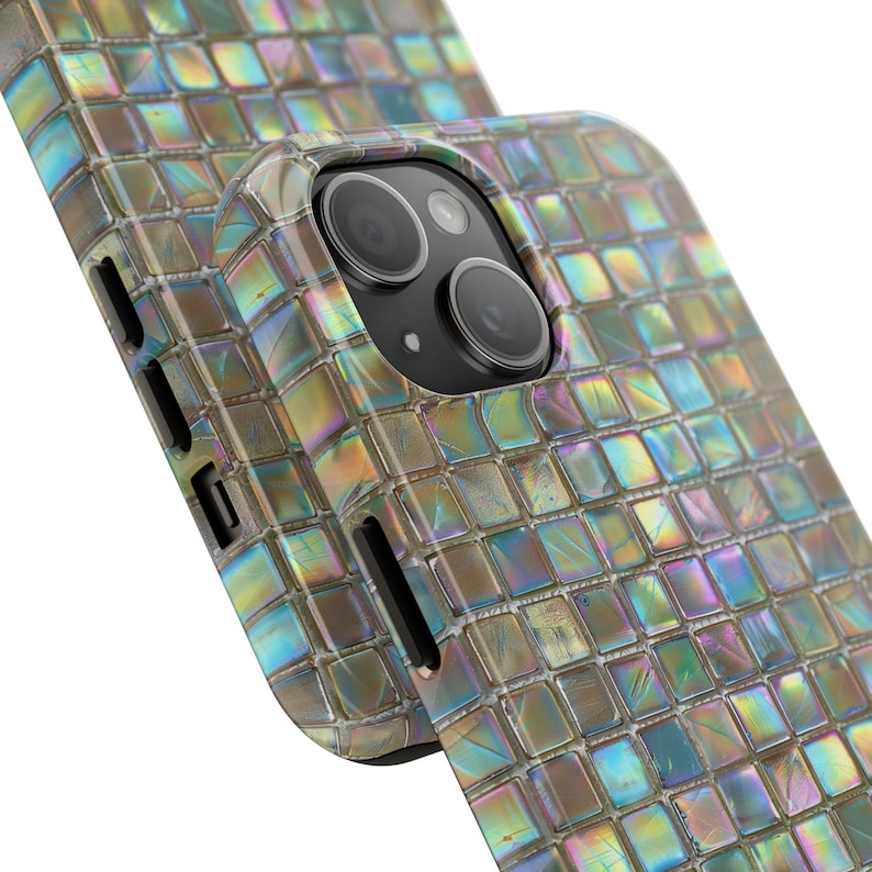 Iridescent Mosaic Tile Phone Case, Holographic Pattern, Trendy, iPhone ...