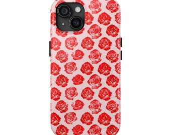 Rot & rosa Rose Handyhülle, Valentinstag Hülle, Trendy Case, iPhone 15 14 13 12 11 Pro Max 8 Plus X, Samsung Galaxy S23 S22 S20 Ultra