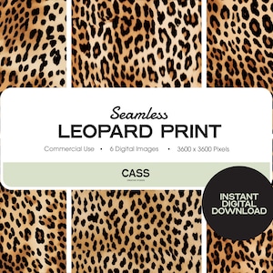 Naadloze digitale papieren met luipaardprint, dierenprint, direct downloaden, commercieel gebruik, afdrukbaar plakboekpapier