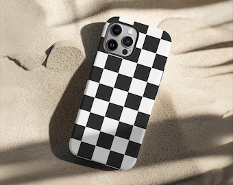 Funda para teléfono con cuadros en blanco y negro, estilo retro, para iPhone 15, 14, 13, 12, 11 Pro Max, 8 Plus, X, Samsung Galaxy S23, S22, S20 Ultra