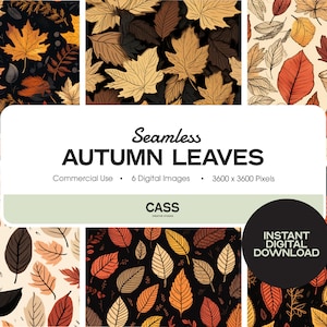 Autumn Leaves Seamless Digital Papers, Fall Pattern, Instant Download, Commercial Use, Scrapbook Paper