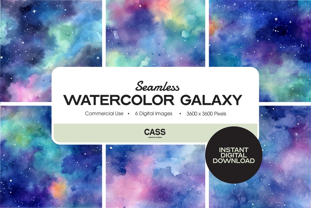 Galaxy Watercolor Seamless Digital Paper, Abstract Pattern, Instant ...
