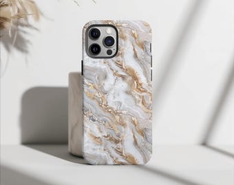 Pearl Iridescent Marble Phone Case, Silver and Gold, Trendy Case, iPhone 15 14 13 12 11 Pro Max 8 Plus X, Samsung Galaxy S23 S22 S20 Ultra