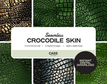 Crocodile Seamless Digital Papers, Animal Print Pattern, Instant Download, Commercial Use, Printable Scrapbook Paper