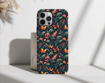 Floral Schmetterling Handyhülle, süße Beeren, trendige Handyhülle, iPhone 15 14 13 12 11 Pro Max 8 Plus X, Samsung Galaxy S23 S22 S20 Ultra