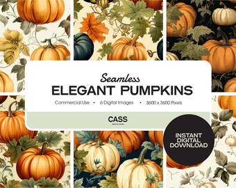 Eleganta pumpor digitala papper, höstens sömlösa mönster, omedelbar nedladdning, kommersiellt bruk, utskrivbart scrapbookpapper
