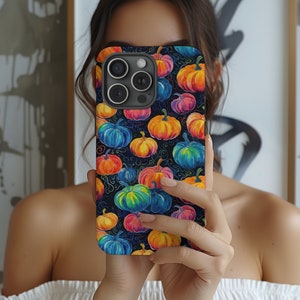 Neon Pumpkin Phone Case, Vibrant Halloween, Trendy Phone Case, iPhone 15 14 13 12 11 Pro Max 8 Plus X, Samsung Galaxy S23 S22 S20 Ultra