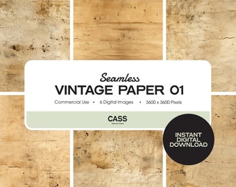 VINTAGE PAPER Seamless Digital Papers, Journal Pattern, Instant Download, Commercial Use, Printable Scrapbook Paper