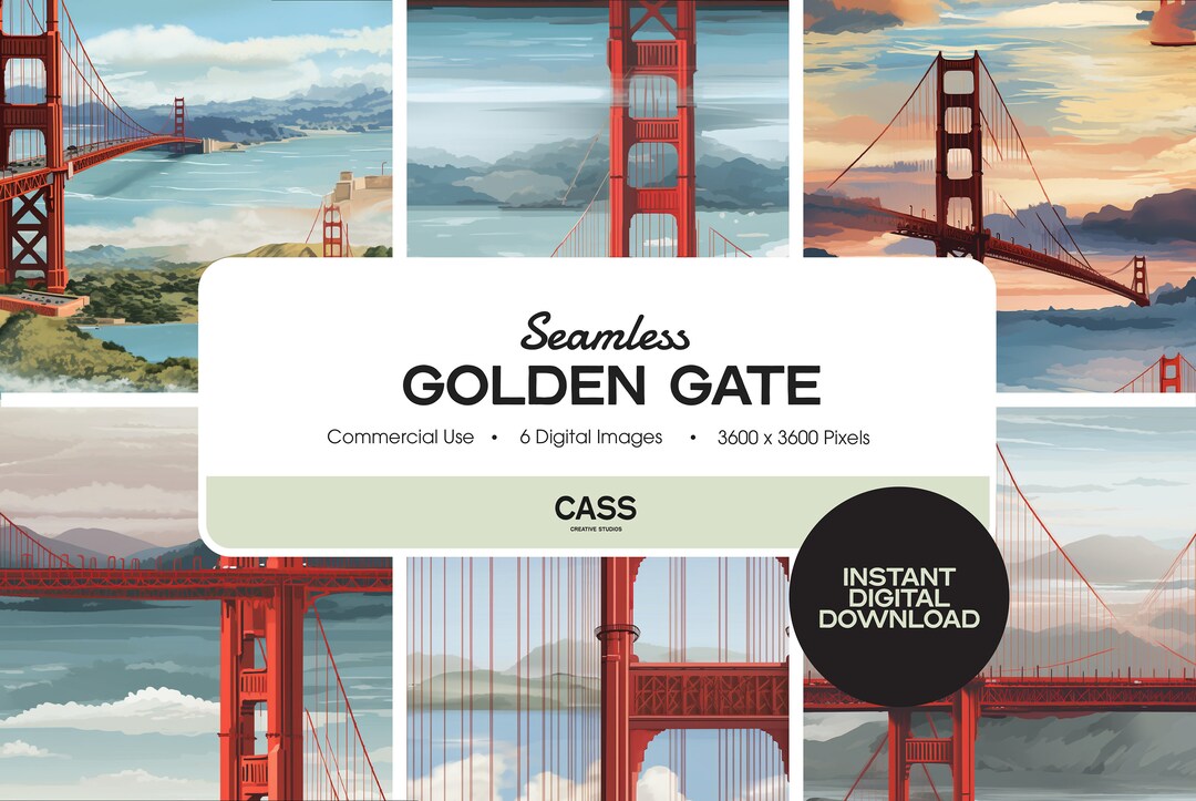 Golden Gate Bridge Seamless Digital Papers, San Francisco Pattern ...