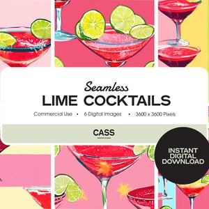 Cocktail al lime Documenti digitali senza soluzione di continuità, modello alimentare, download istantaneo, uso commerciale, carta per album stampabile