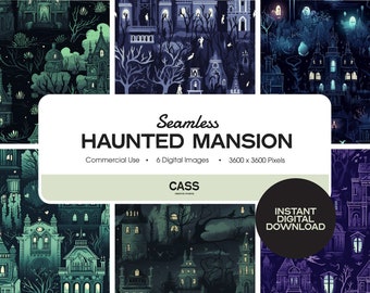 Haunted Mansion nahtlose digitale Papiere, Halloween-Muster, Sofort-Download, kommerzielle Nutzung, druckbares Scrapbook-Papier