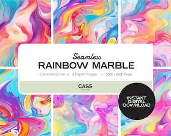 Rainbow Marble Seamless Digital Papers, Textured Pattern, Instant Download, Commercial Use, Printable Scrapbook Paper