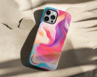 Abstract Rainbow Swirl Phone Case, Color Splash, Trendy Phone Case, iPhone 15 14 13 12 11 Pro Max 8 Plus X, Samsung Galaxy S23 S22 S20 Ultra