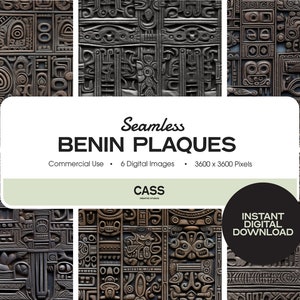 Benin Plaques Naadloze Digitale Papers, Instant Download, Commercieel Gebruik, Afdrukbaar Scrapbookpapier