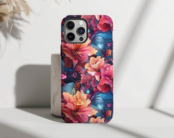 Capa floral colorida para iPhone - para iPhone 15, 14, 13, 12, 11, 8, 7, XR, XS, X, Pro Max Plus Mini | Y2K | Coquete | Lustroso