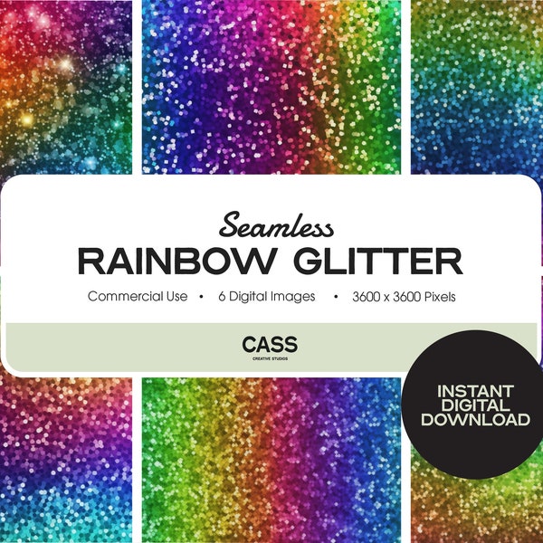 Rainbow Glitter Seamless Digital Paper, Sparkle Pattern, Instant Download, Commercial Use, Printable Scrapbook Paper