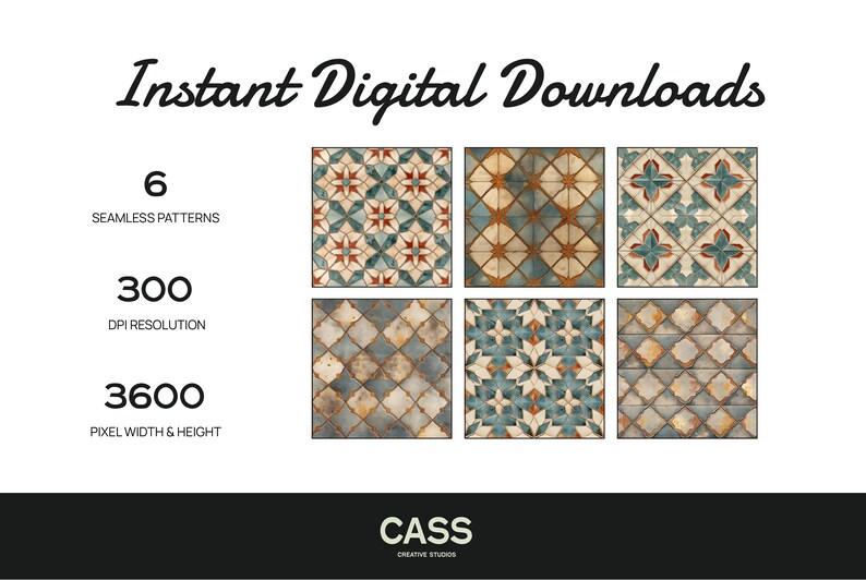 Moroccan Mosaic Seamless Digital Papers, Instant Download, Commercial ...