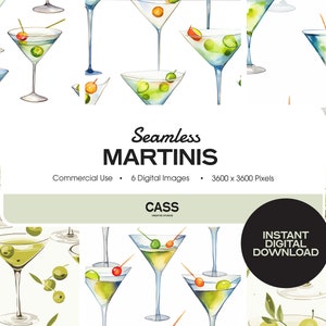 Dirty Martini Seamless Digital Papers - Olive Green Patterns, Instant Download for Crafting, Perfect Gift for Digital Artists