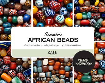 African Beads Digital Papers, Seamless Pattern, Instant Download, Commercial Use, Printable Scrapbook Paper