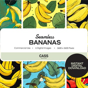 Cartoon Bananen nahtlose digitale Papiere, Obst Muster, sofortiger Download, kommerzielle Nutzung, druckbares Scrapbook Papier