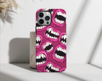 Scary Monster, Horror Teeth, Trendy Phone Case, iPhone 15 14 13 12 11 Pro Max 8 Plus X, Samsung Galaxy S23 S22 S20 Ultra