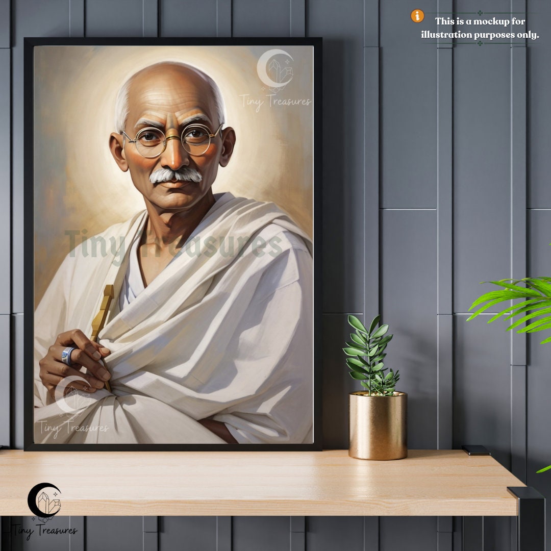 Mahatma Gandhi Digital Oil Painting Wall Art Home Decor Hiasan Etsy