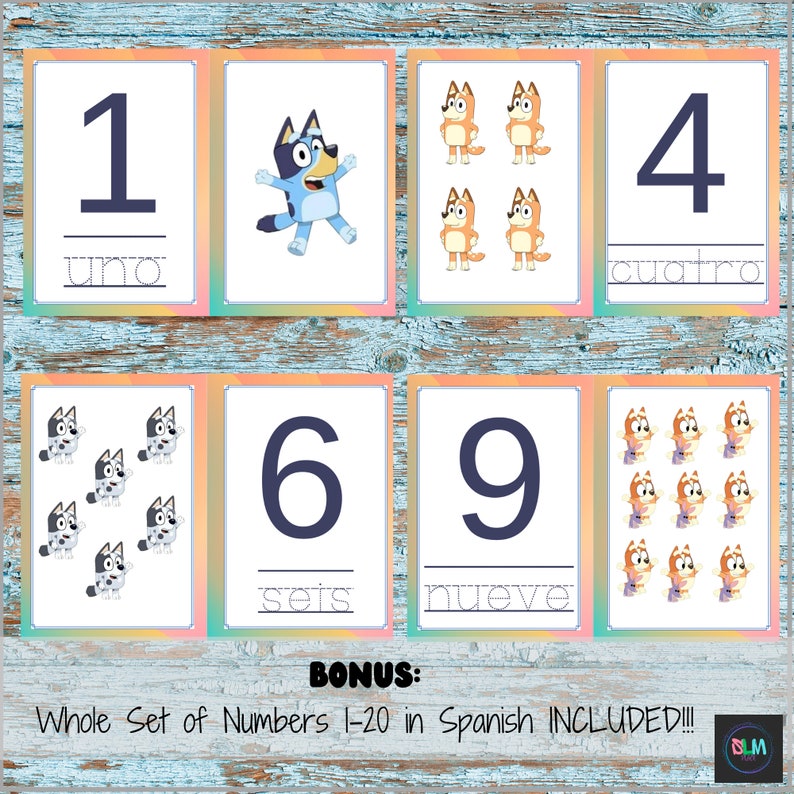 Printable Bluey Number Flashcards 1-20, 1-20 Number Flashcard Bundle EN ...