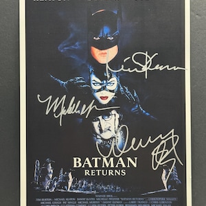 Plakat filmowy BATMAN POWRÓT z autografami Michaela Keatona, Michelle Pfeifer i Danny'ego DeVito - uwierzytelniony przez COA - bezpieczne opakowanie - bezpłatna wysyłka