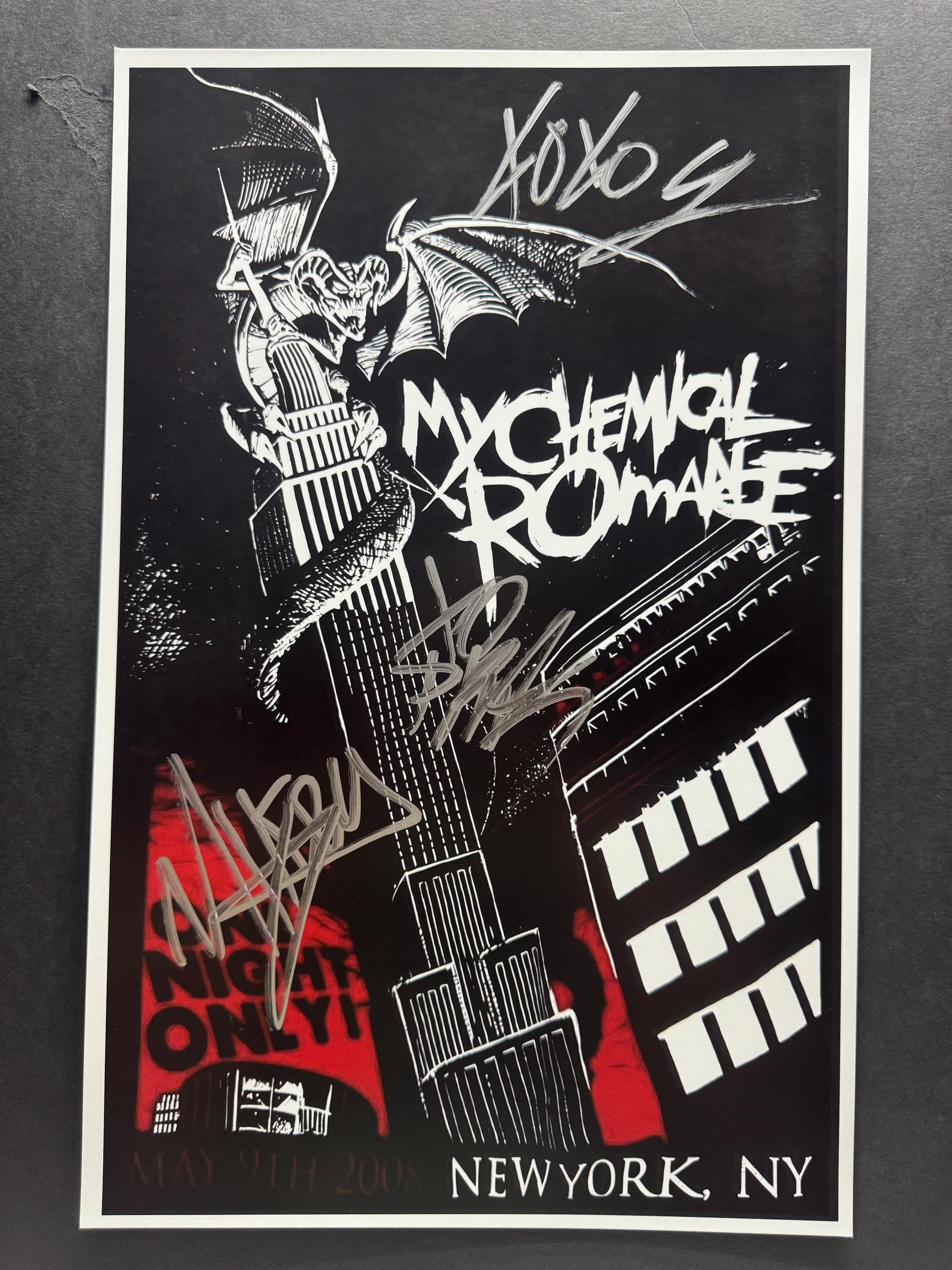 My Chemical Romance Concert Poster Signed by Gerard Way, Mikey Way