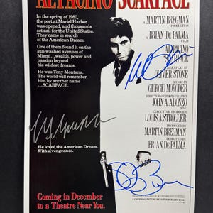 Pôster do filme SCARFACE autografado por 3 membros do elenco - Autenticado por COA - Embalagem segura - Frete grátis