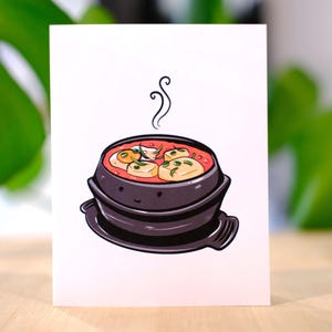 Korean Tofu Soup Greeting Card: Handmade Blank Foodie Card