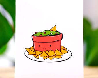 Chips and Guac Nachos Greeting Card: Handmade Foodie Card