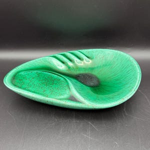 Mid-Century Studio Pottery Ashtray, Green Speckled Glaze, Signed &quot;Jas&quot;