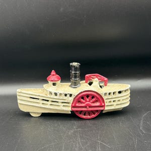 Vintage Cast Iron Steamboat Paddlewheel Riverboat - Nautical Decor