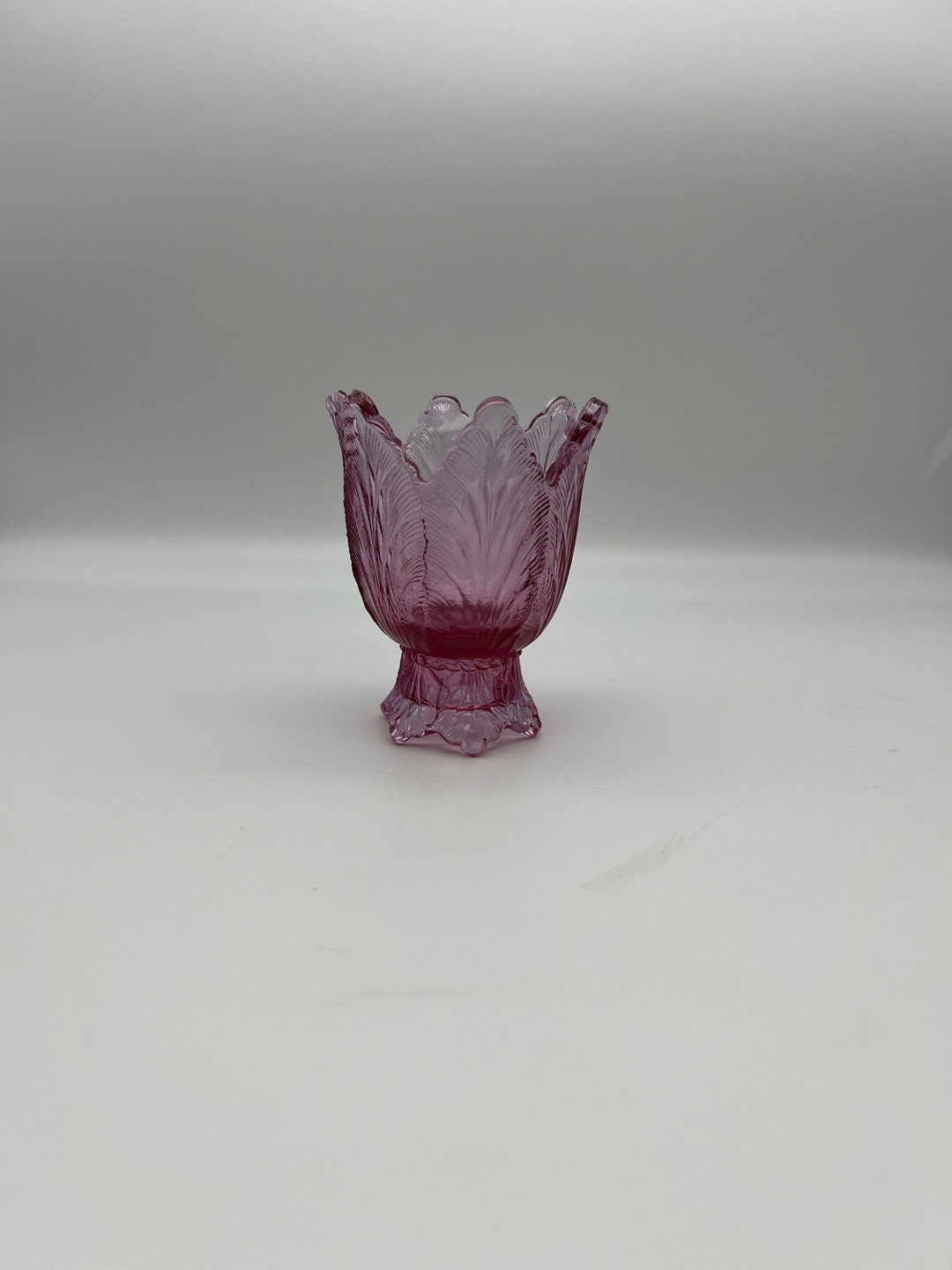 Lovely Vintage Fenton Pink Glass Candle Holder, Pink Glass Votive, 4 1/