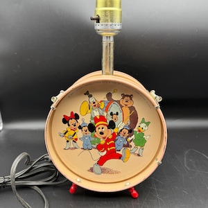 Vintage 1950&#39;s Disney Mickey Mouse Club Drum Lamp - Classic Disney Character - Econolite Corporation USA