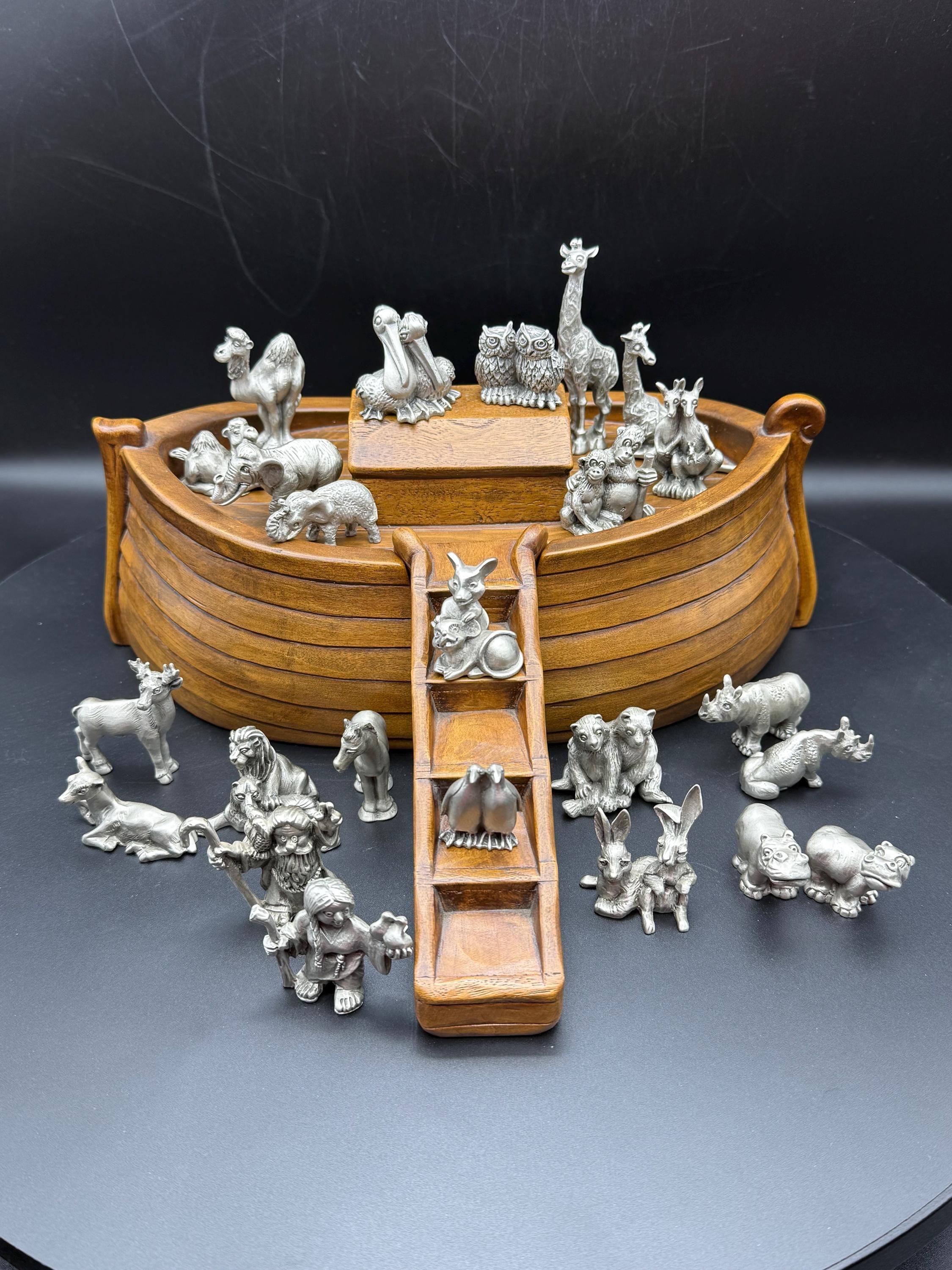 ヴィンテージ /Hudsonハドソン/ピューター pewter 動物6体 Vintage Hudson Pewter Noah's Ark Set – Hand-cast Animal Figurines