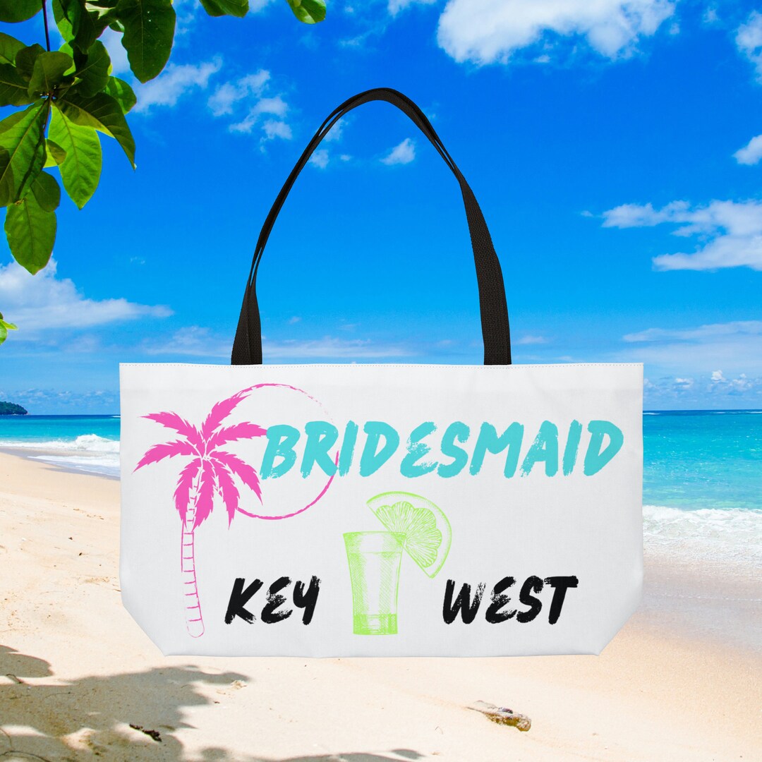 Key West Bridesmaid Shot Beach Tote Bag, Key West Bachelorette Party