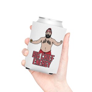 Big Chief Energy Can Cooler - Jason Kelce Shirtless, Kansas City, Football, Fan, Tailgating, Beer, Beverage, Koozie, Cozy, Party, Gift