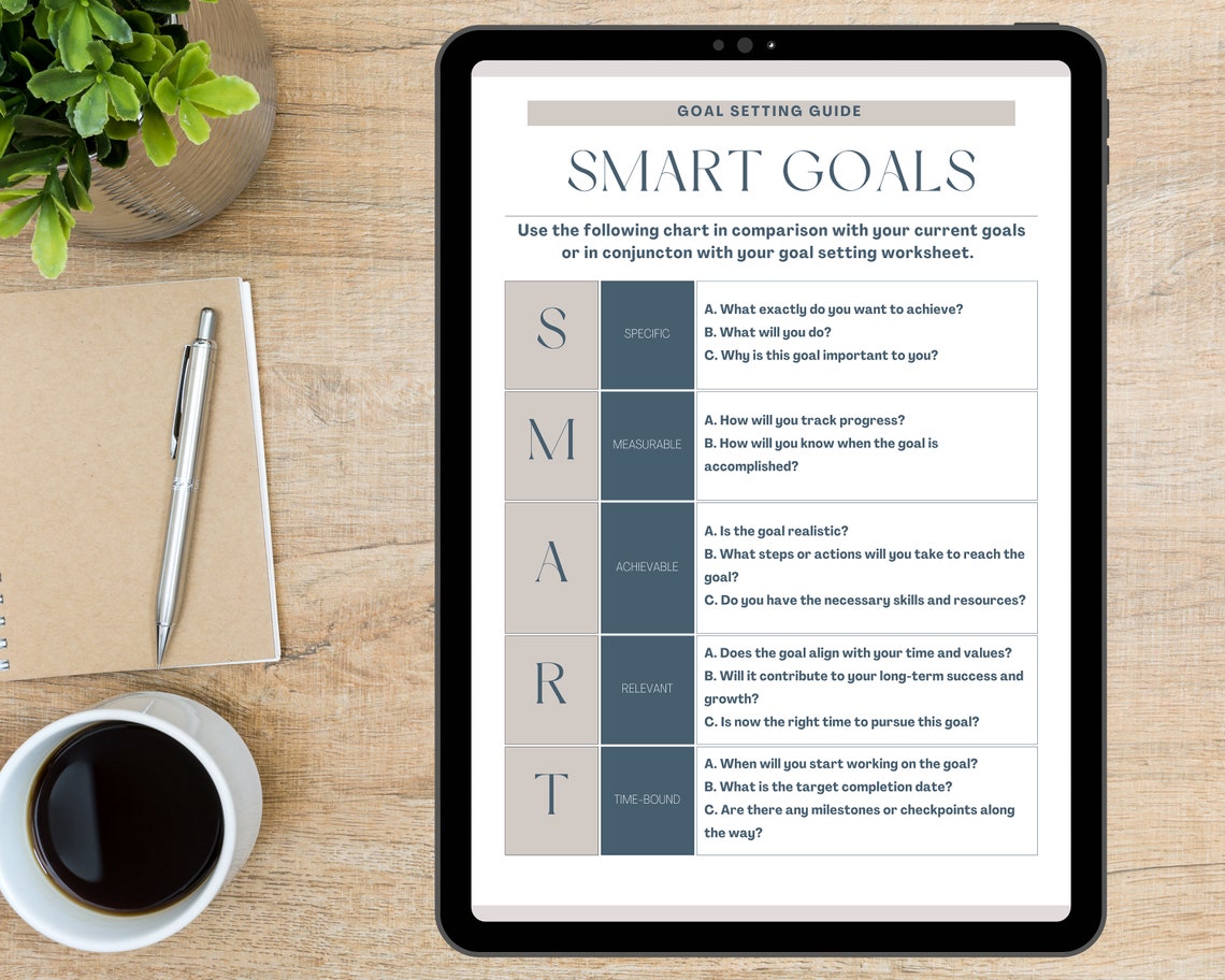 SMART Goals Goal Setting Guide Goal Setting Printable Goals Worksheet