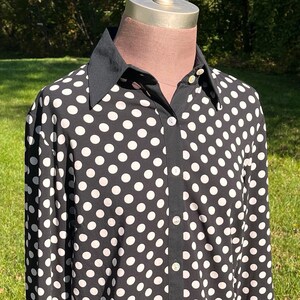 80s Vintage Black & White Polka Dot Blouse // Polo Shirt -  Israel